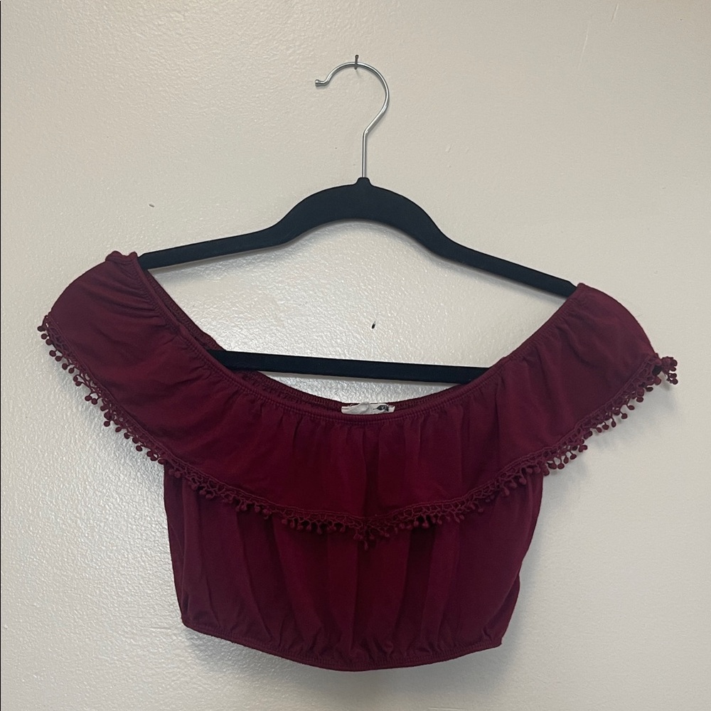Elegant Burgundy Off-Shoulder Top